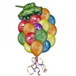 Букет из воздушных шаров на 17 февраля «Танкисту»