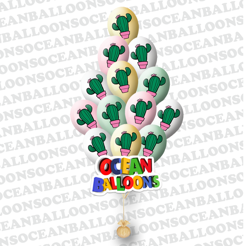 Облако из 17 шариков Кактусы