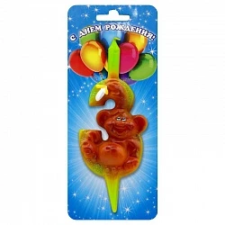 Свеча в виде животных цифра 3