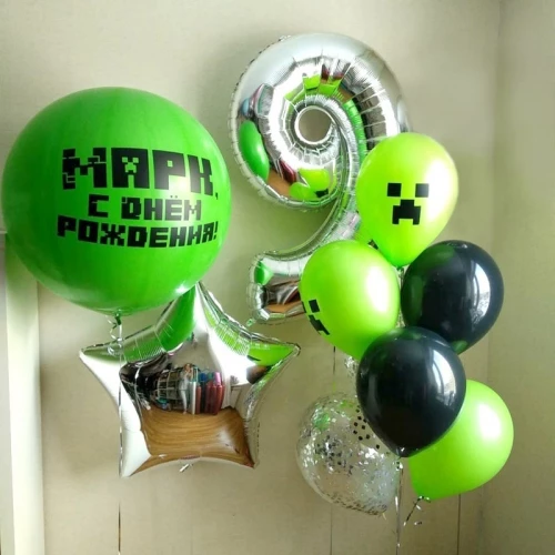 Шары Майнкрафт на День Рождения - Крипер