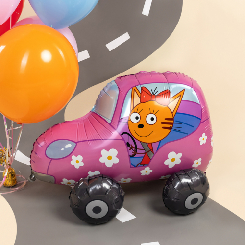 Шар 3D Фигура, Три Кота, Карамелька в машинке